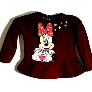 Disney Toddlers Maroon Long Sleeve Shirt 2T Polyester
